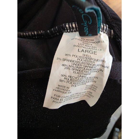 Aqua Green Womens Ruched Black Swimsuit One-Piece Size Large - Picture 5 of 5